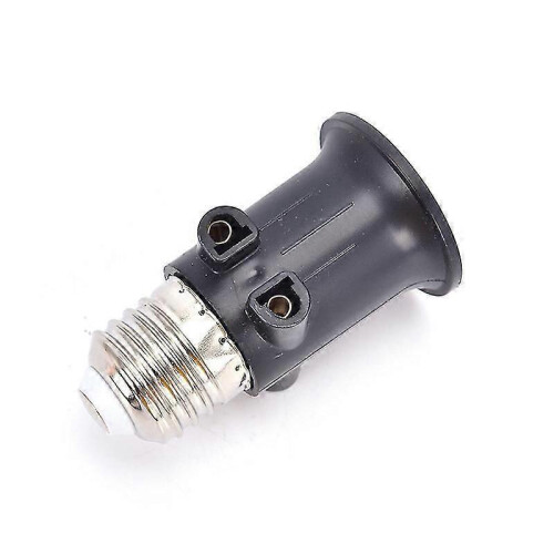 (Black)PBT Fireproof E27 Bulb Adapter Lamp Holder Base Socket Conversion with EU Plug 2