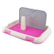 Pet Potty Tray for Small and Medium Dogs, Washable Non-Slip Cushion Toilet with Column and Wall, Pink M