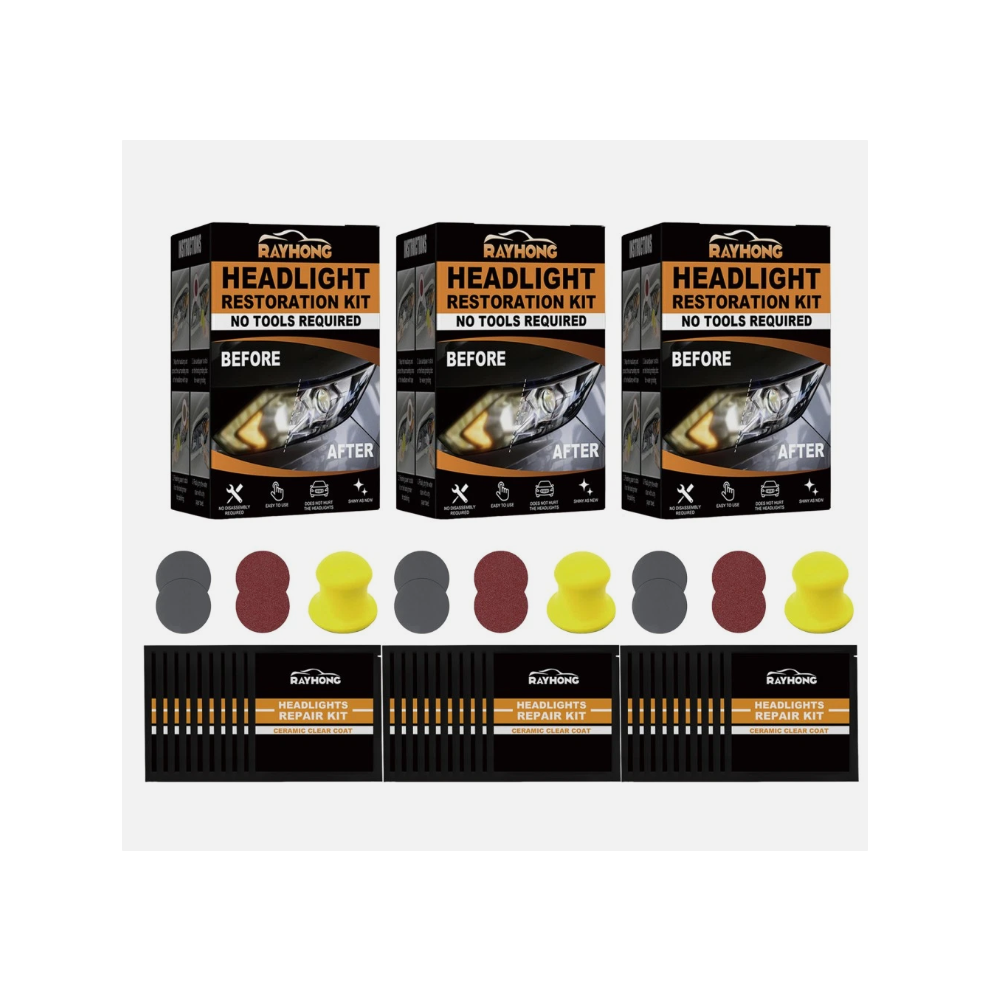 (3Set) Restowipes Head Restoration Kit, Resto Wipes, Automotive Headlamp Fluid Kit Light 4069369125560
