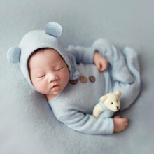 Newborn Photography Props Boys Outfits Bear Costume Soft Knit Baby Photo Props for Newborn Boys Photoshoot
