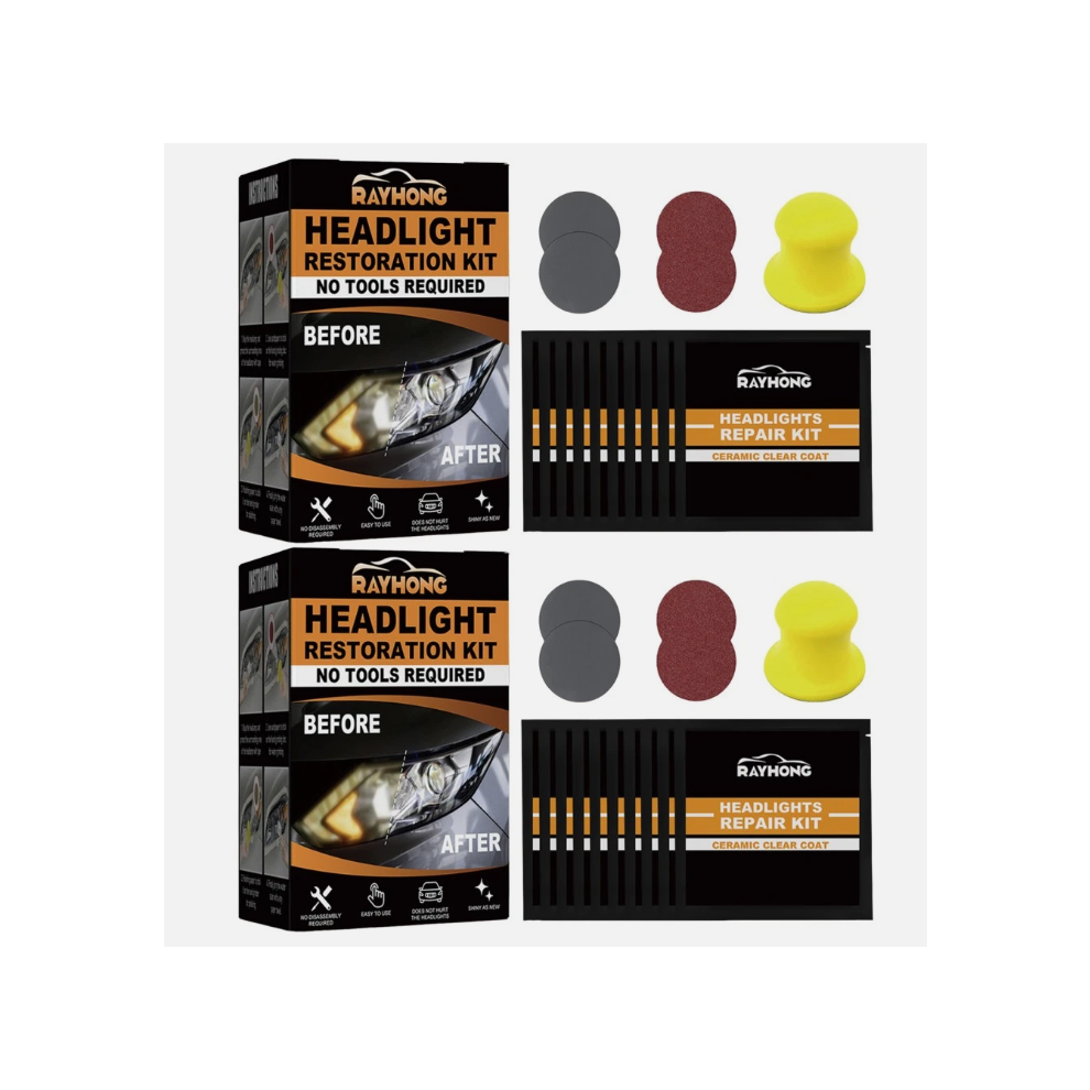 (2Set) Restowipes Head Restoration Kit, Resto Wipes, Automotive Headlamp Fluid Kit Light 4069369125553