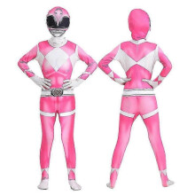 (160,Pink)Mighty Morphin Power Rangers Cosplay Costume Jumpsuit Bodysuit Party Fancy Dress Set for Men Women