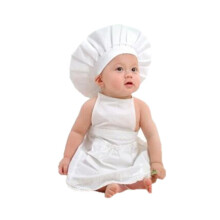 Baby Chef Outfit Photography Props for Toddlers - Funny Apron and Hat Costume for Baby Photoshoots, 100% Cotton