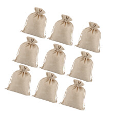 12Pcs Linen Drawstring Candy Cookies Bags Beige Christmas Gift Pouches