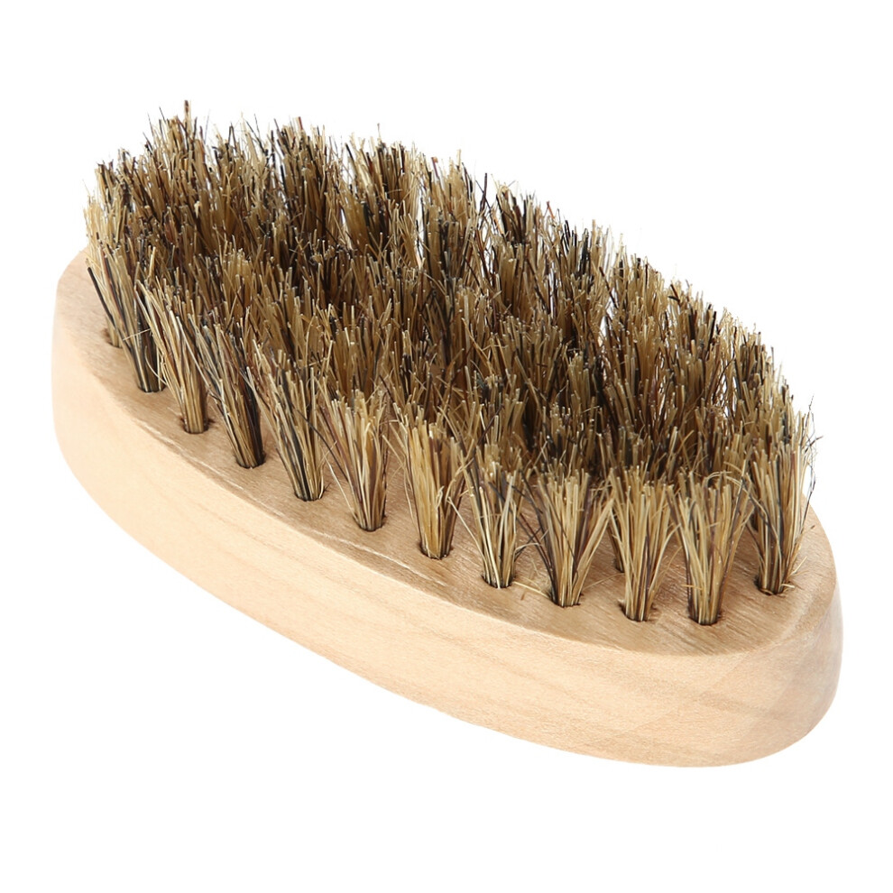 Cream Men Soft Bristle Beard Brush Mustache Comb Oval