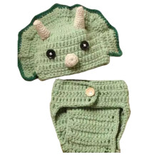 Newborn Photography Props Knitted Bear Hat Romper Set for Baby Photoshoot Unisex Costumes in Soft Material