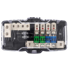 0-4 GA 4 Circuit HD Fuse Power Distribution Block with Ground Buss for Campers Cars Audio Stereos 30A 60A 80A Red LED Indicator