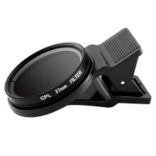 37mm CPL Cell Phone Camera Lens Ultra Thin Clip-On Circular Polarizer for Smartphones Black Neutral Density Lens