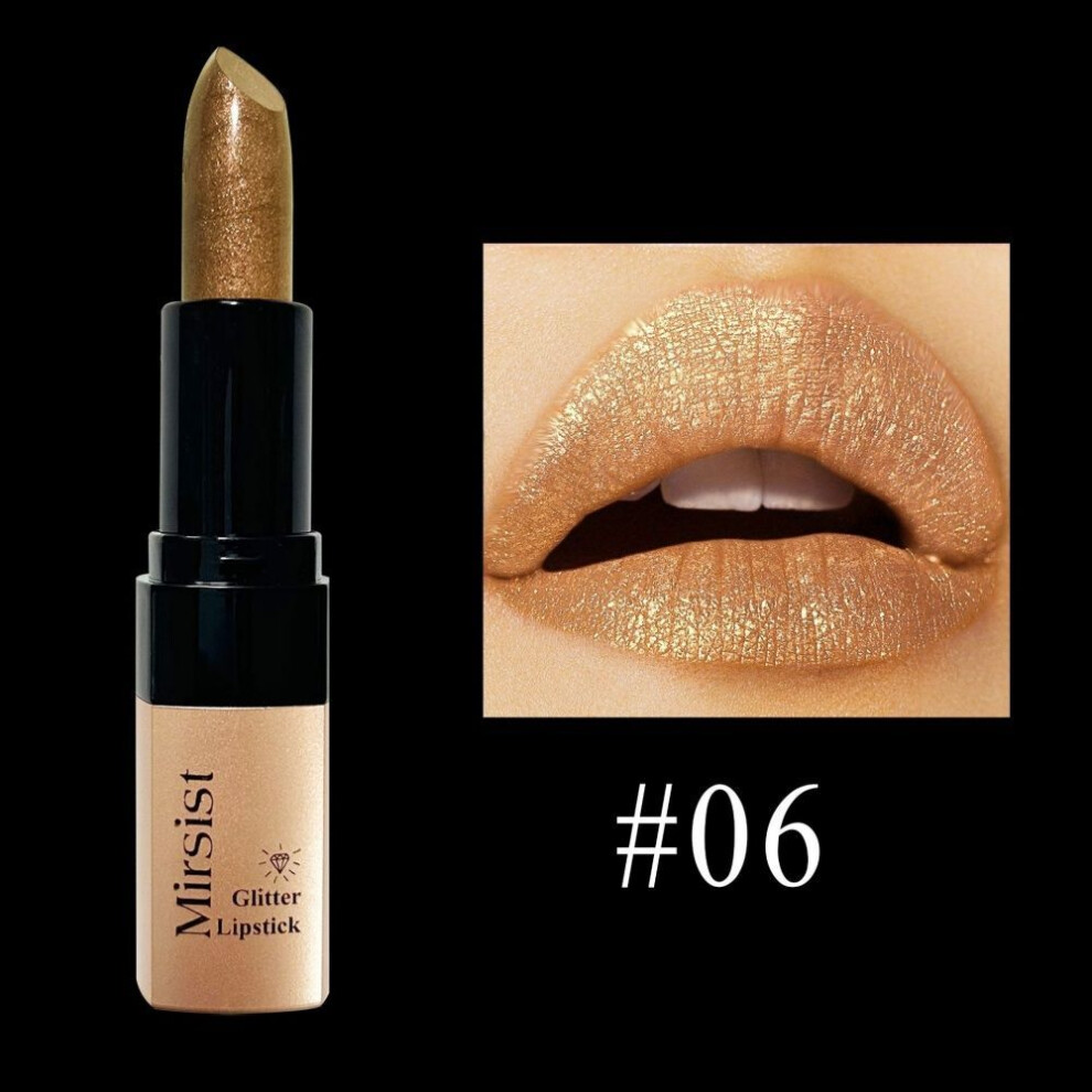 (06goldenolive#) Metallic Gold Square Tube Pearlescent Lipstick Halloween 6-color Fine-image-OPC-PJXFHH5-NEW