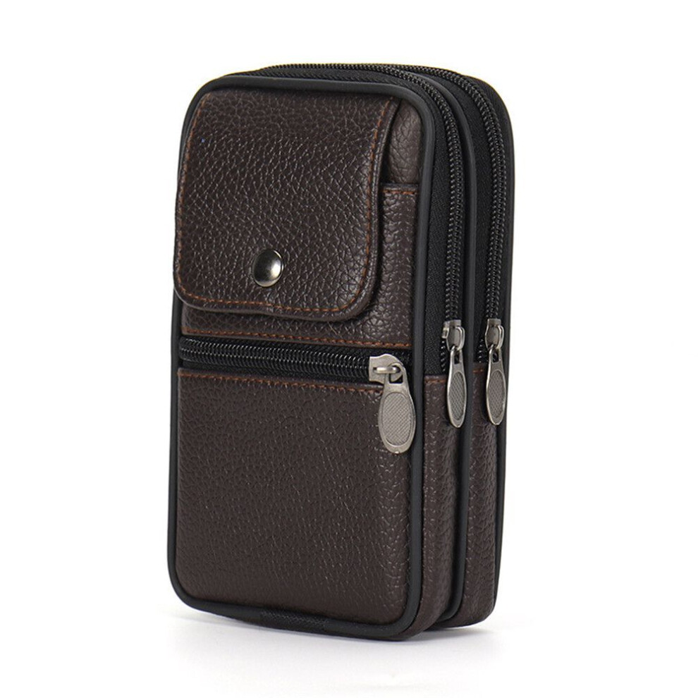 (C#color02) Mens Belt Mobile Phone Bag Waist Bag Flip Zipper Double Layer Mens Bag Coin-image-OPC-PJXFKXF-NEW