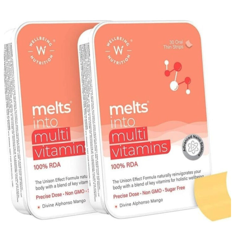 WELLBEING NUTRITION Melts Mutivitamins 30 Oral|Energy & Immunity Boost|Complete Daily Nutrition - Pack Of 2