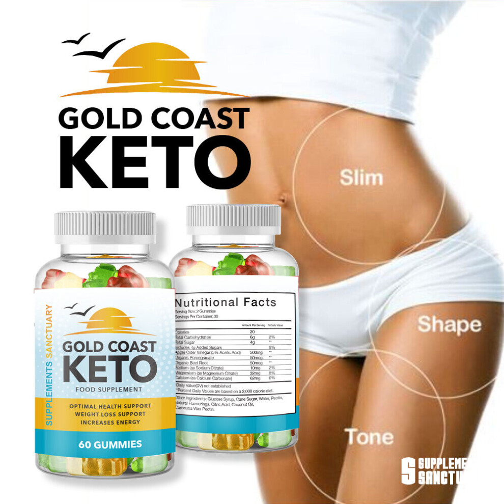 Supplements Sanctuary Coast Keto Gummies-New Mixed Flavour-60 Gummies-Keto Friendly Gold