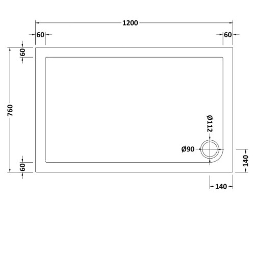 NES Home Slim 1200 x 760 Rectangular Flat Top Shower Tray 2