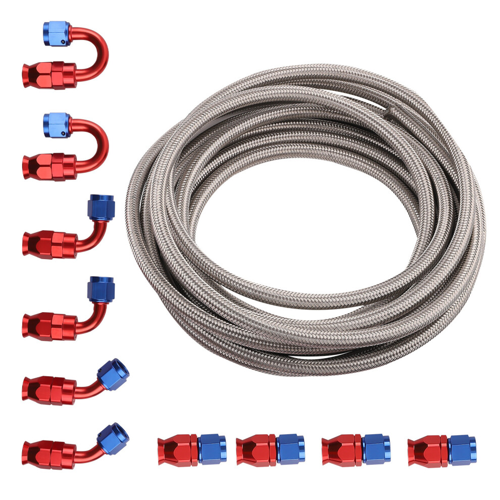 An-6 An6 Stainless Steel Ptfe Fuel 20Ft + 10 Fittings Ends Hose Kit 20 Feet 6941689835368