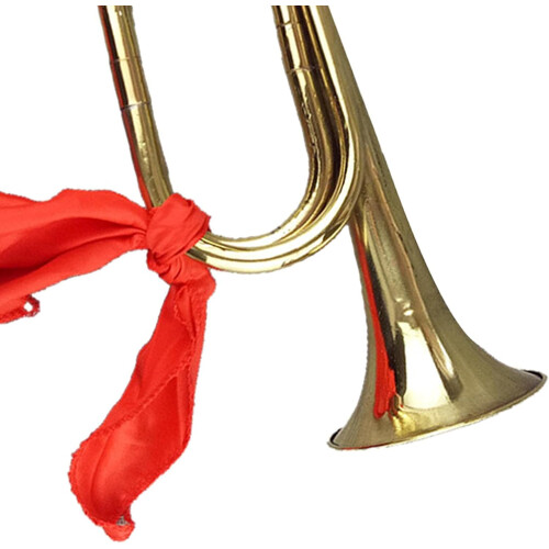 Brass Bugles Blowing Bugle with Cloth, Professional Orchestra Cavalry Trumpet for Beginners and Exercise Performance 2