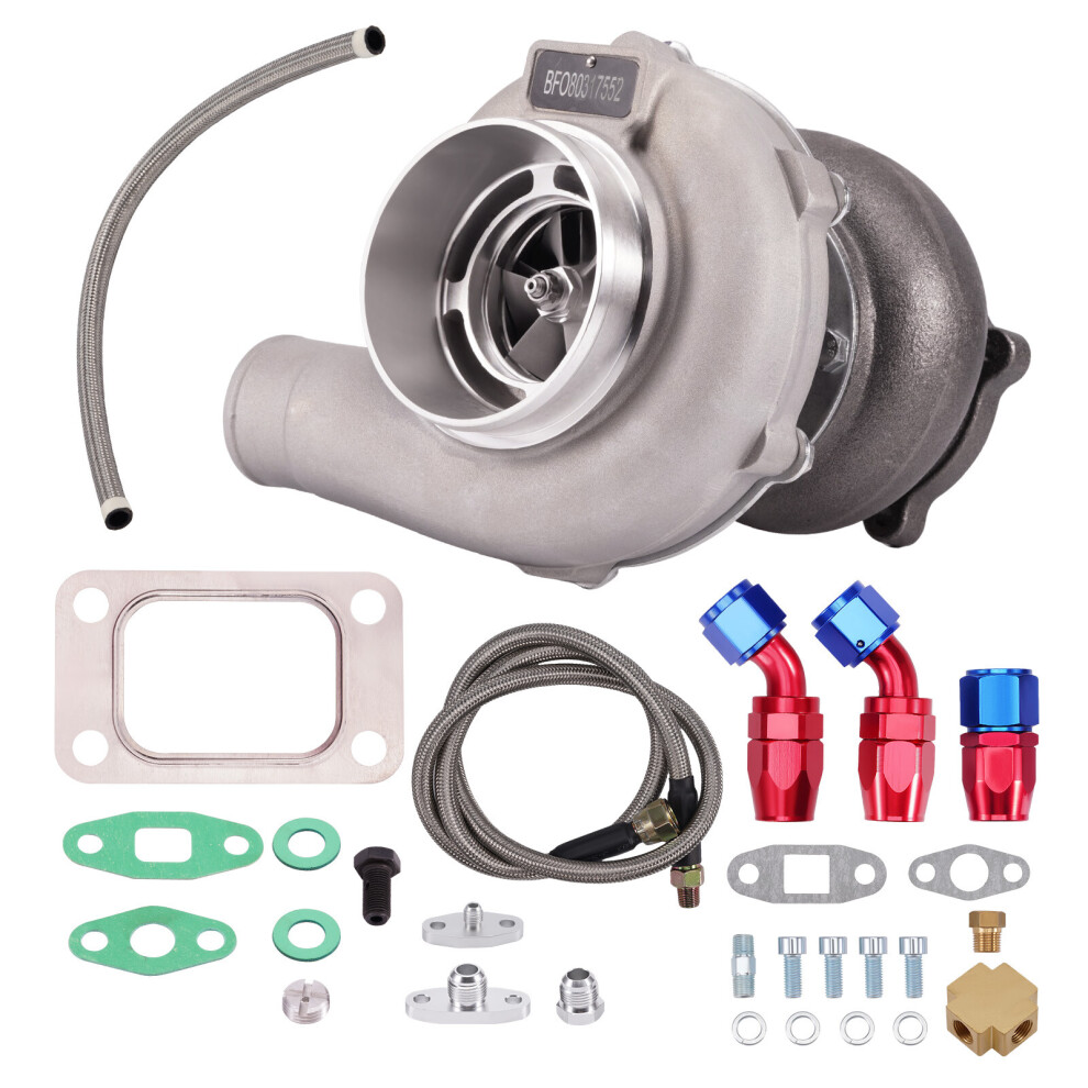 Gt3076r Gt3037 T3 Flange 500Hp Universal Turbo Charger + Oil In & Return Line 6941324413432