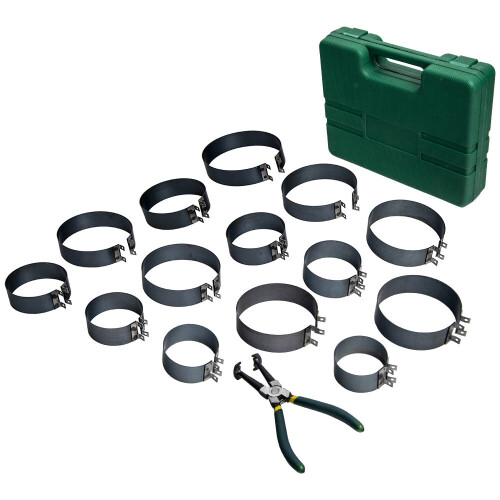 Piston Ring Compressor Cylinder Installer w/ Plier & 14 bands tool set