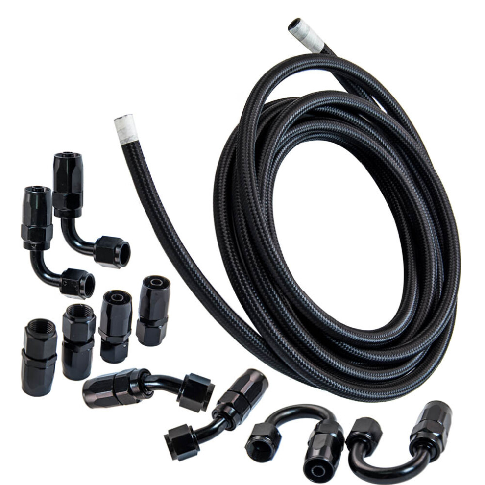 An6 6An Fitting Nylon Stainless Steel Braided Fuel Hose End Adapter Oil Line Kit 6941324430156