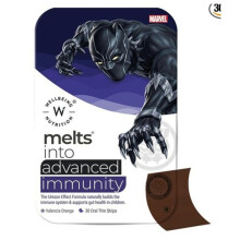WELLBEING NUTRITION Marvel Black Panther Melts Advanced Immunity Booster | Kids (6+) Vitamin C & Wellmune Valencia Orange Flavor 30 Oral Strips
