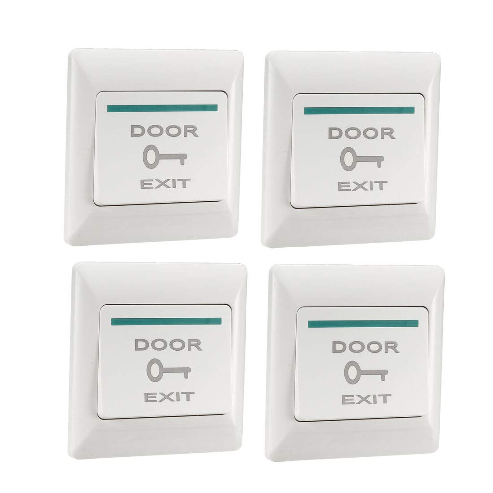 Push To Exit Button Release Switch Panel No/Nc/Com For Door Access Control System 86Mm X 86Mm 36V 3A White 4 Pack 6947110397764