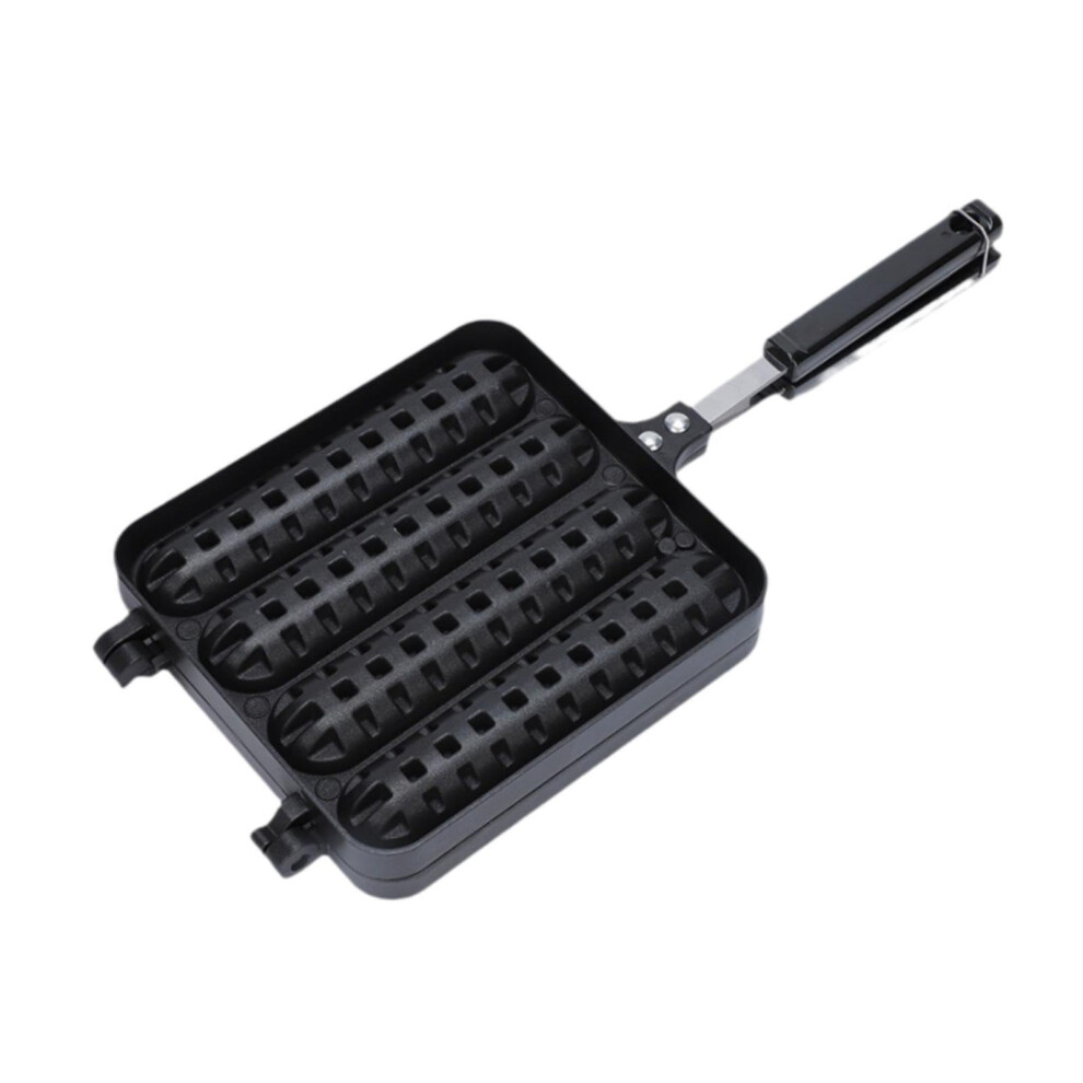 Cast Iron Hot Dog Pressers Maker 4 Grid Baking Steamer Tool for Gas Stove Cooking, Heavy Duty, Non-Stick Design-image-OPC-PJXFS5X-NEW