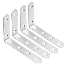 Stainless Steel Corner Brace 125mm x 77mm x 20mm L Shape Right Angle Bracket Fasteners Pack of 4 for Joint Support
