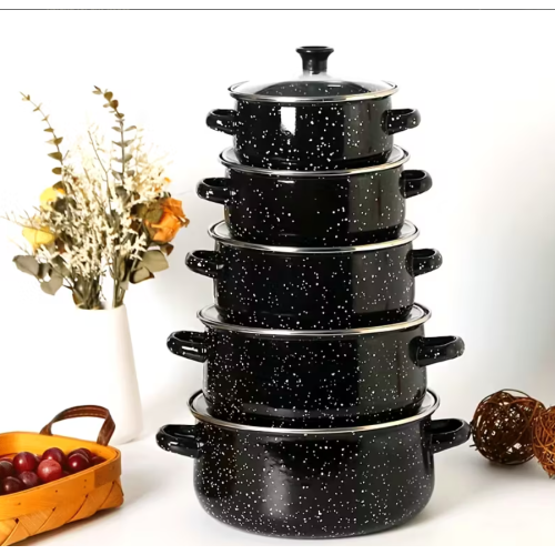 Premium 5pcs Enamel Cookware Set - Thick, Durable & Easy to Clean