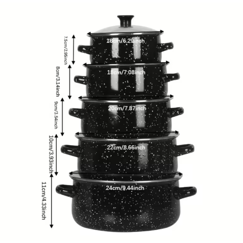 Premium 5pcs Enamel Cookware Set - Thick, Durable & Easy to Clean 1
