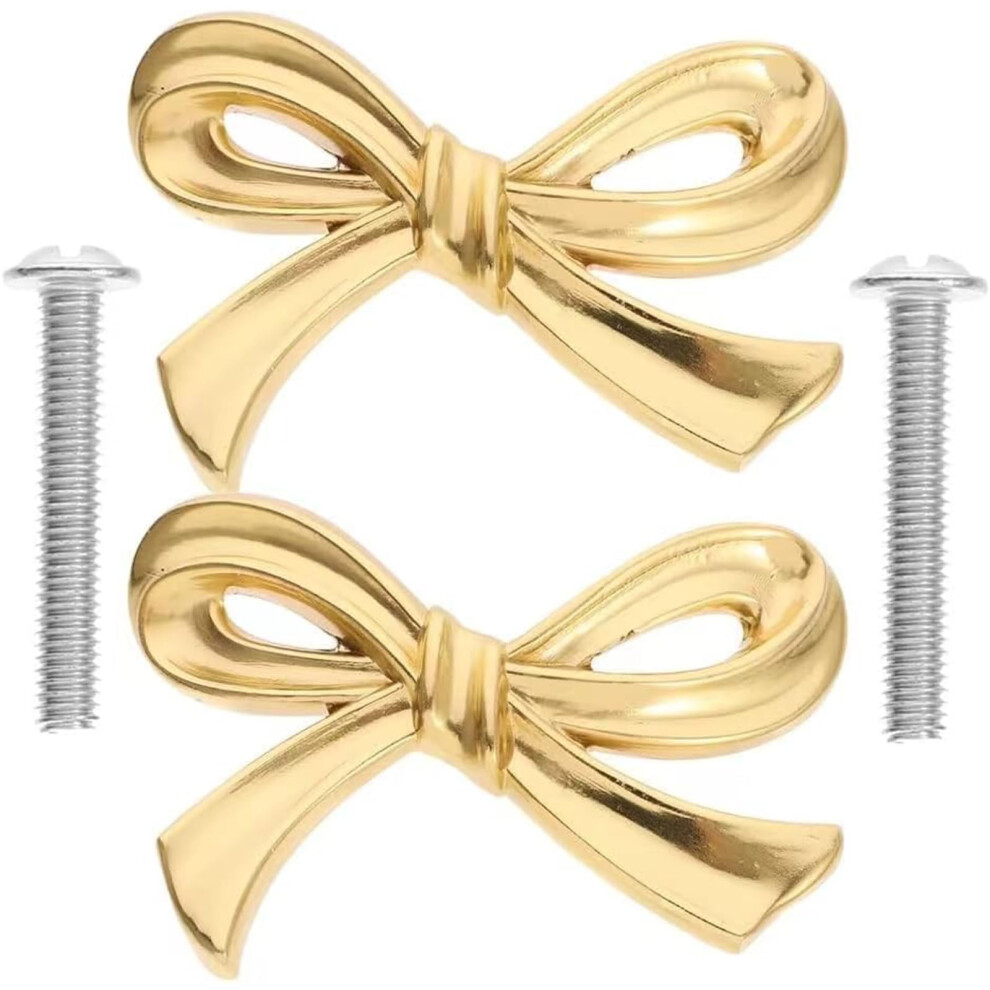 Brass Cabinet Knobs 2Pcs Gold Bow Design For Dresser Kitchen Cupboard Wardrobe Drawer Pull Hardware 6038364515810