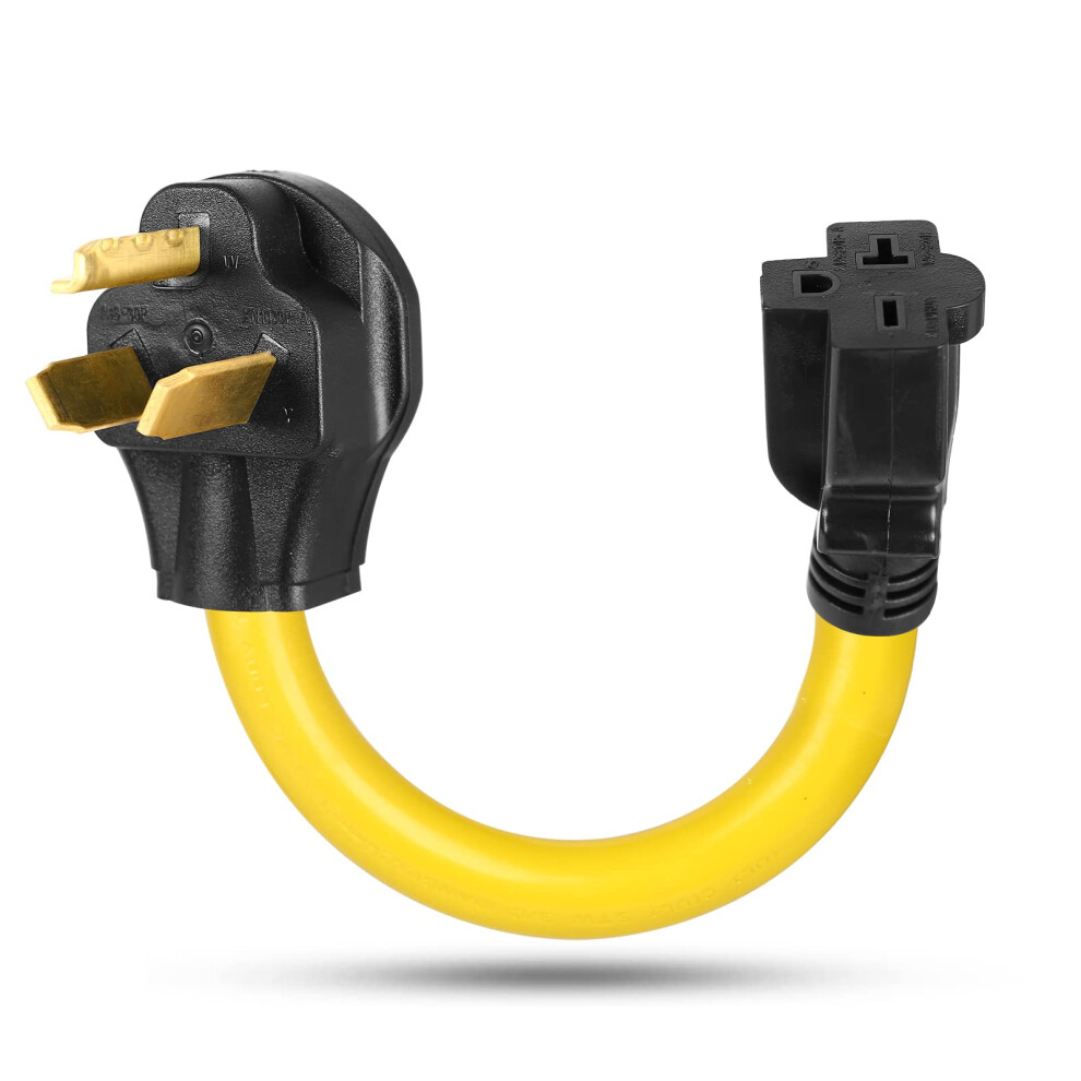 1Ft Nema 10-30P To 6-15R 6-20R T-Blade Adapter For Welder Dryer Ev Charger Power Cord, 3 Prong Male To Female Receptacle 6038364516107