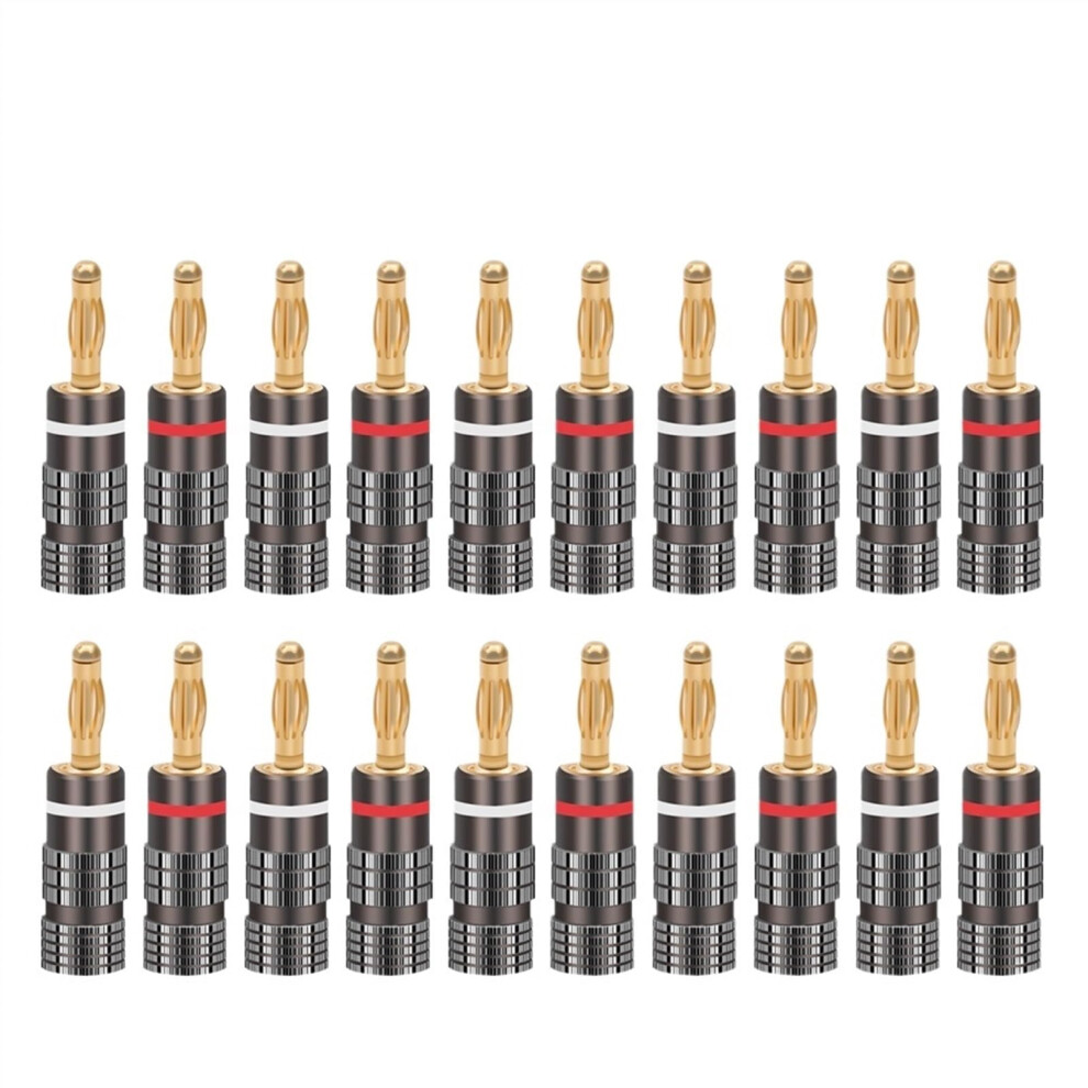 4Mm Banana Metal Shell Audio Screw Connectors 20Pcs Plated For Speaker Video Amplifier Cable Wire Gold 6447073889608