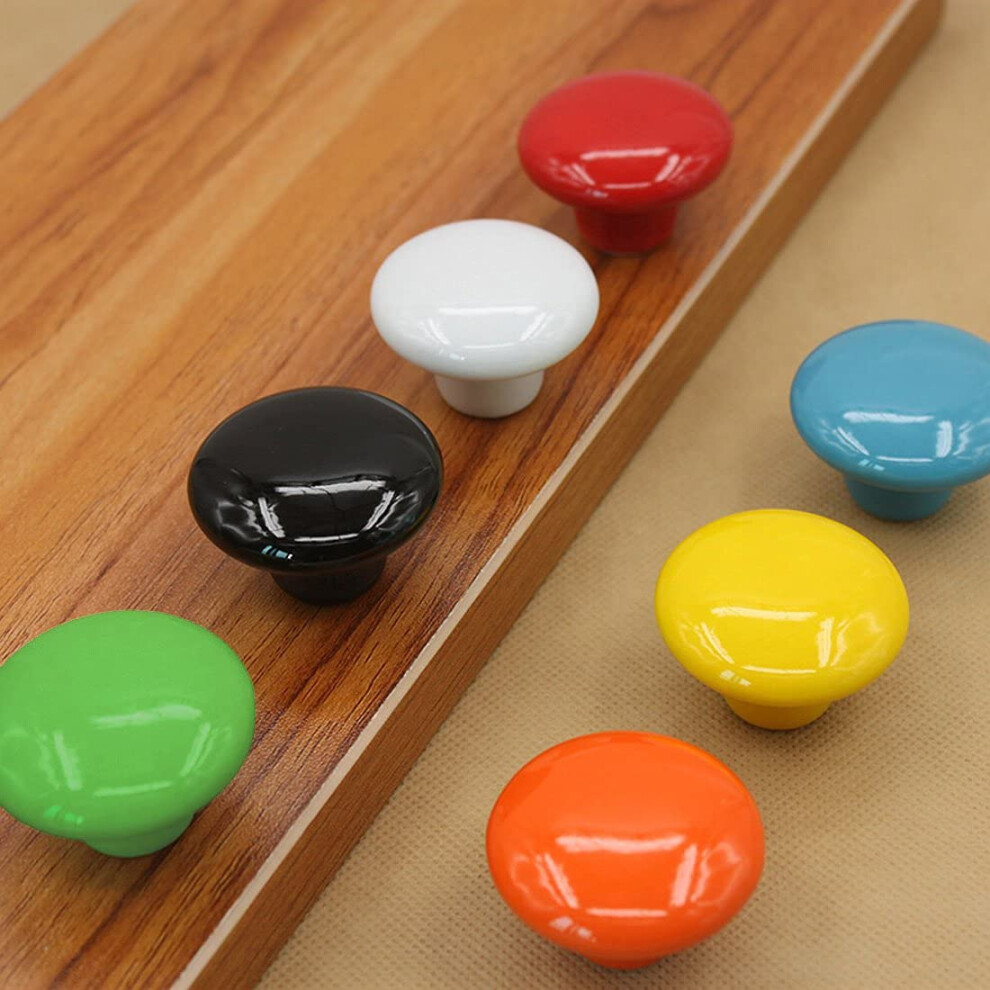 15Pcs Glossy Ceramic Knobs Round Mushroom Cabinet Pulls 1.5 Inch 38Mm Mixed Color Dresser Handles For Wardrobe Drawer 6038364516893