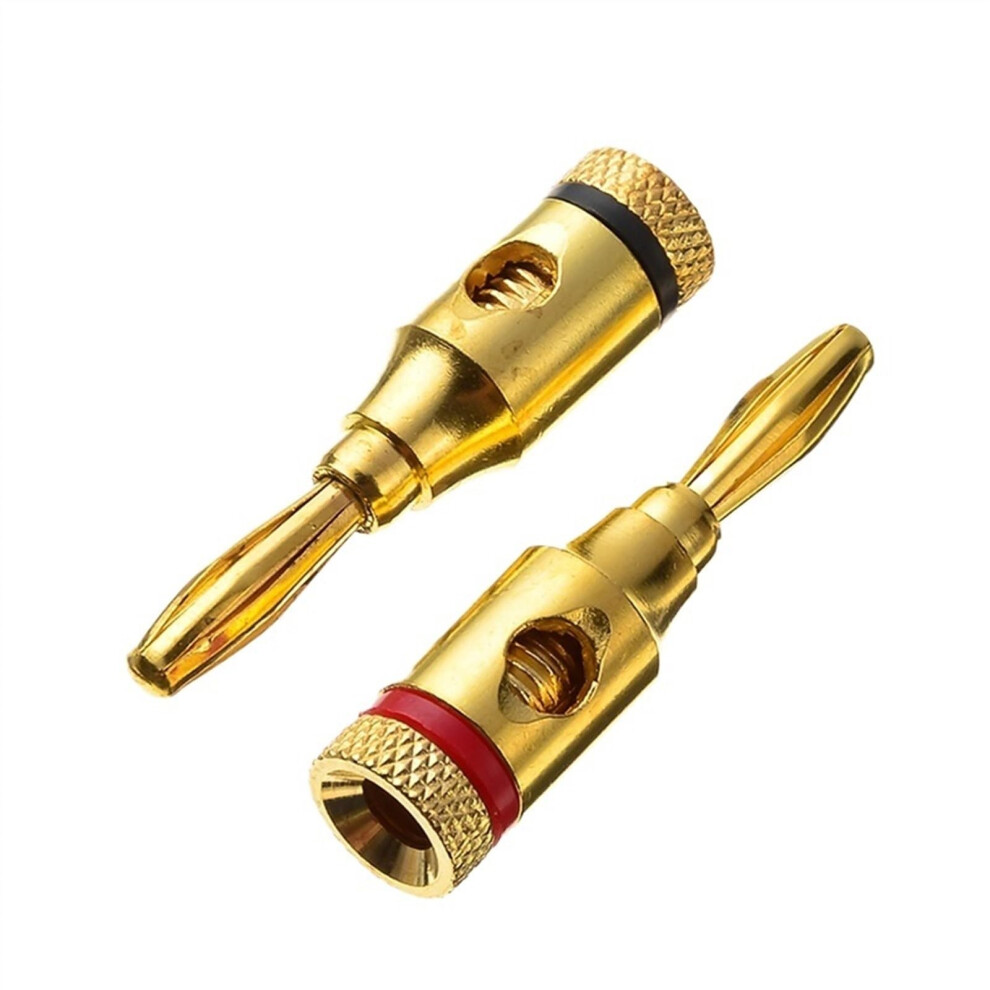 4Mm 24K -Plated Audio Speaker Cable Wire Banana Connectors For High-Fidelity Sound (2 Pcs) Gold 6447073890789