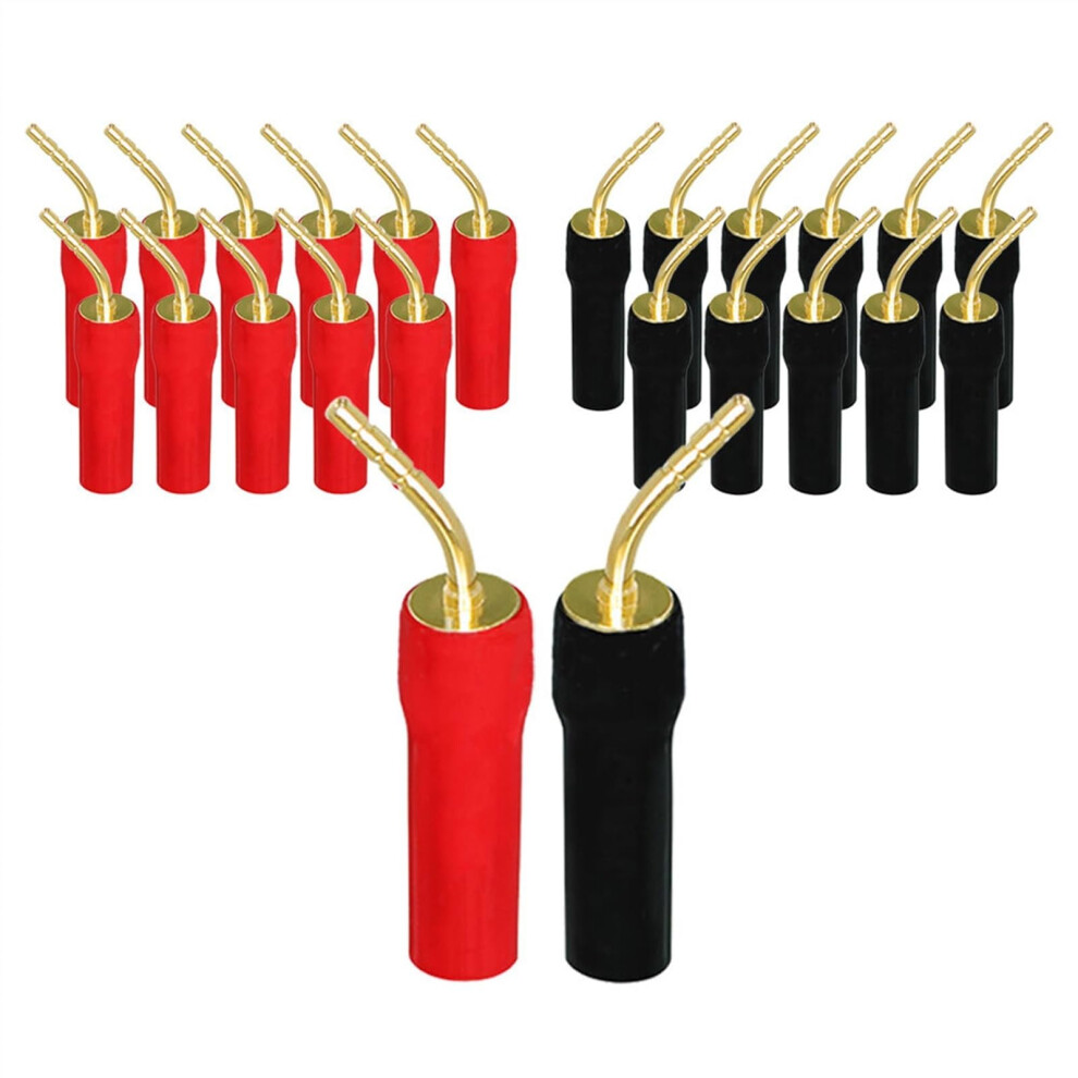 4Pcs Set Banana Jack Audio Connector 4Mm 24K -Plated Speaker Cable Wire With 2 Bent Pin Connectors Gold 6447073890857