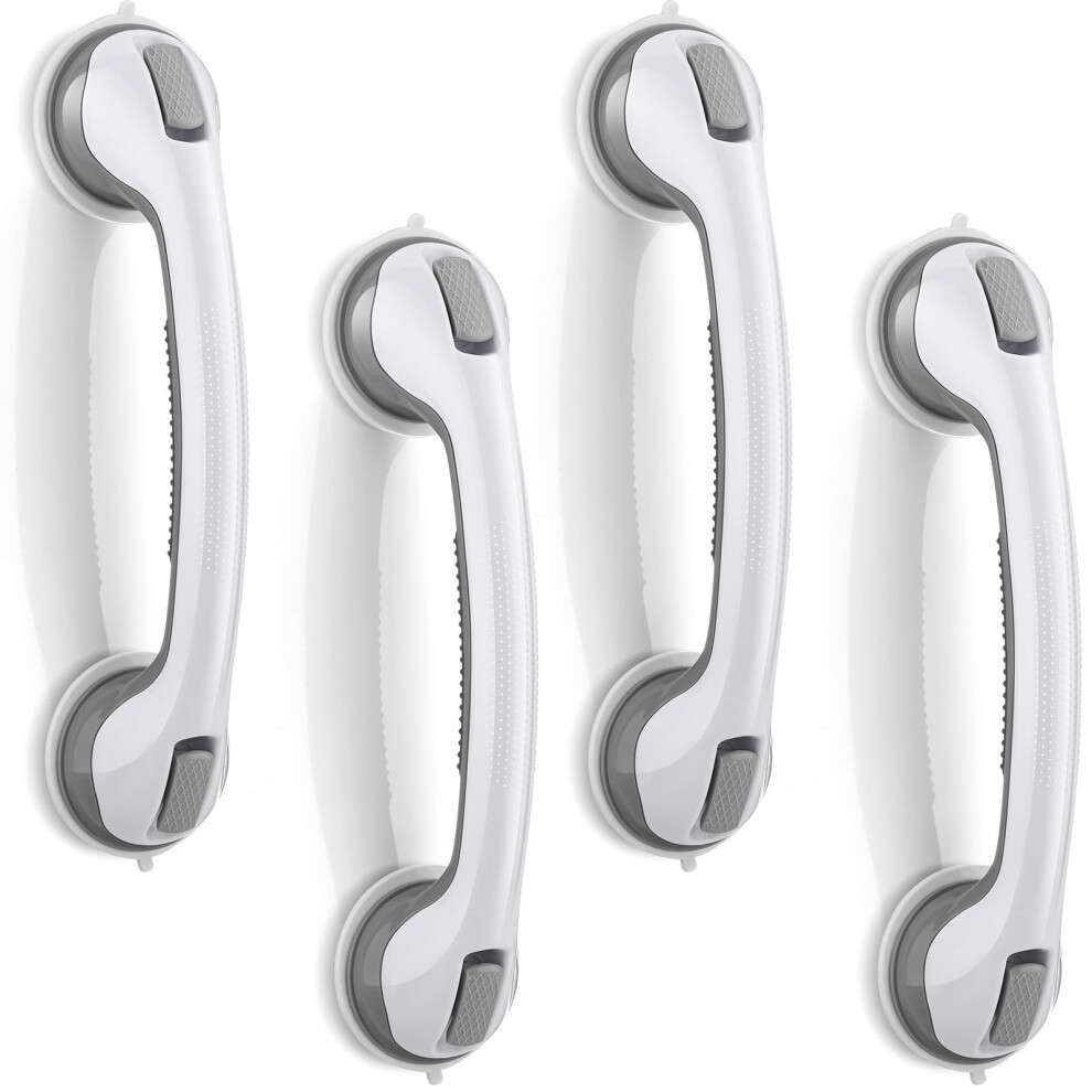 Gray 16 Inch Grab Bars For Bathtubs And Showers, 4 Pack Safety Handles For Seniors, Elderly, Disabled, And Handicap Use