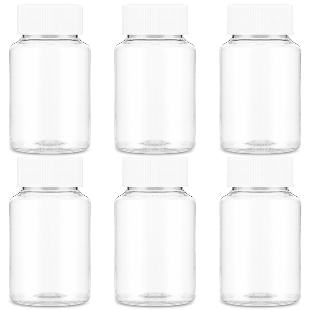 Clear Pill Bottle 150ML - 6 Pack Empty Medicine Organizers with Leak Proof Caps for Storage and Toiletries