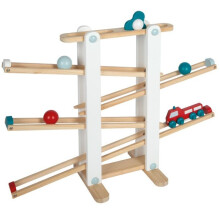 Holzspielzeug - Small foot company - Murmelbahn - 3 Murmeln - Drehbares Element - Feuerwehrauto