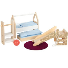 Mobilia casa delle bambole - Small foot company - Camera dei bambini - Letto a casetta - Scivolo giraffa - 11 pezzi