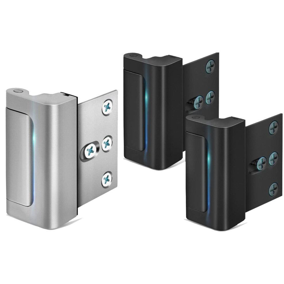 Home Security Door Lock, Childproof Reinforcement Lock For Inward Swinging Doors, 800 Lbs Strength, Silver And Black Packs 6947110400730