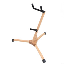 Wood Saxophone Holder for Alto Tenor Saxophones - Foldable Beech Wood with Rubber and Iron Support, 19 Inch Design