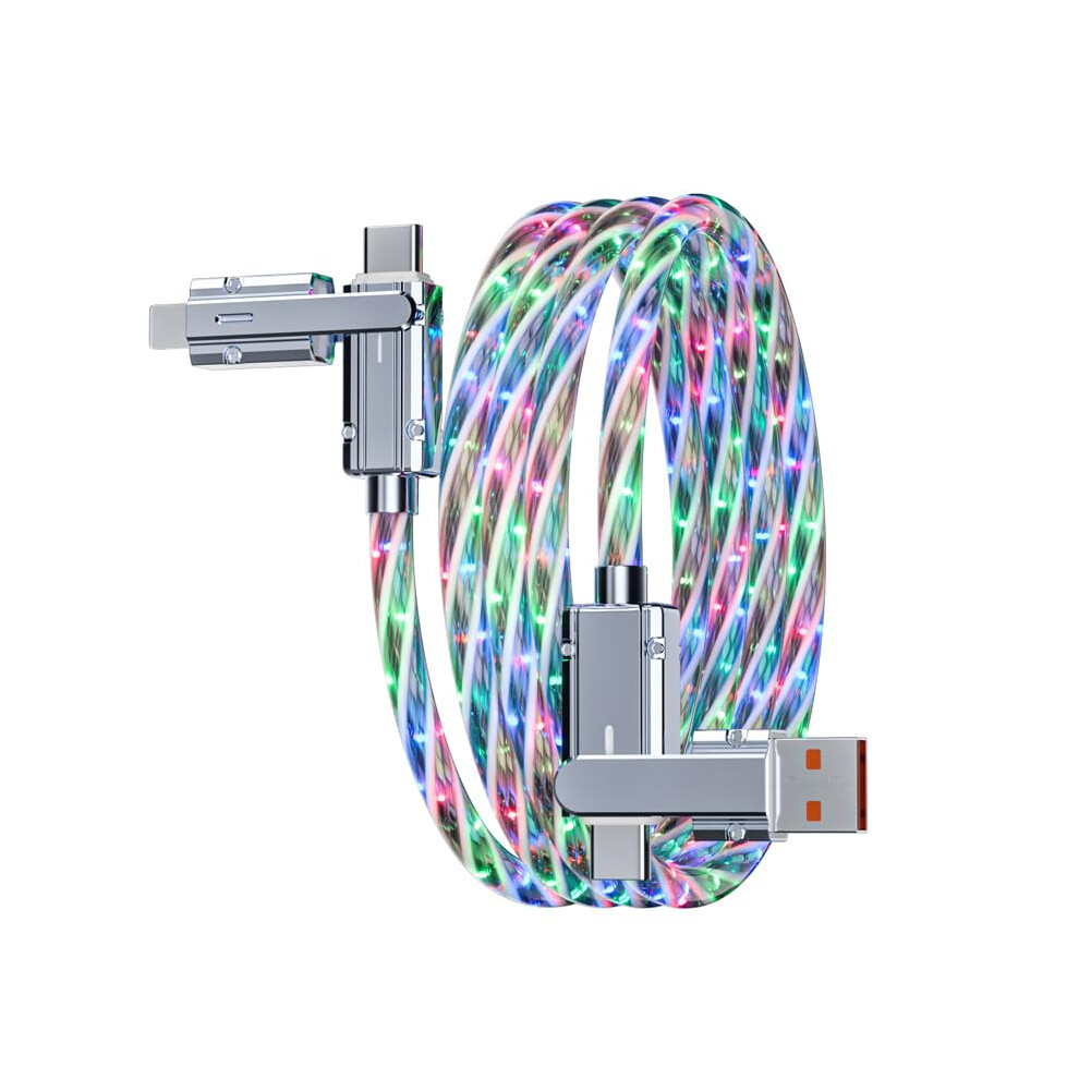 100W 4-In-1 Led Up Charging Cable, Rgb Glowing Fast Charge Cord For Type C, Micro Usb, Android Phones (3.3Ft) Light 6947110401133