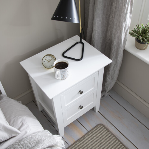 Noa and Nani Karlstad Bedside Table with 2 Drawers in Classic White 2