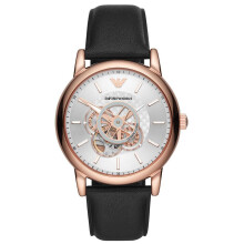 Emporio Armani AR60013 Automatik-Herrenarmbanduhr mit schwarzem Lederarmband