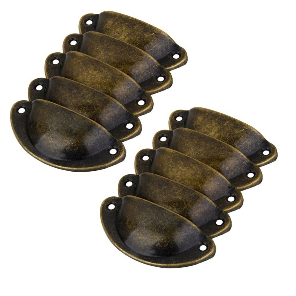 Vintage Decorative Door Drawer Pull Handle Knobs Set Of 10Pcs Iron Semicircle Bronze Finish 3 Inch Retro Hardware 6038364519108