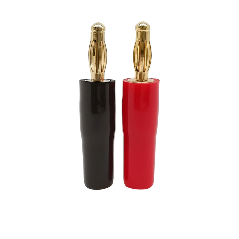 4Mm Banana Connector Terminals - 2Pcs Gold Plated Copper Solder-Free Audio Speaker Plugs Red & Black 6038364519771