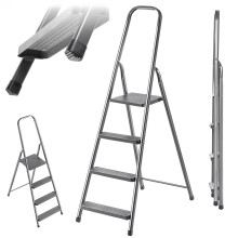 KADAX Stahlleiter mit Plattform, 4 Stufen, 125 kg