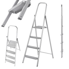 KADAX Stahlleiter, 4 Stufen, universell, einseitig, klappbar, Zuhause