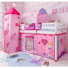 Moro Cabin Bed Midsleeper with Fairies Package - Classic White, Solid Pine, Fairy Tent, Tower & Tunnel - Fits Single 3ft Mattress