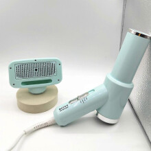 (US Plug, blue) Pet Hair Dryer, Handheld Pet Grooming Hair Dryer Self Cleaning Slicker Brush, Cat Dog Drying Blower Massage Comb for Hair Removal