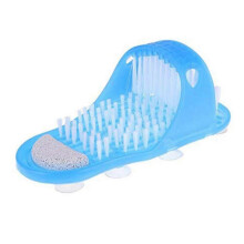 Bathroom Shower No Bending Feet Brush Foot Cleaning Bristle Slipper Washer Bath Scrubber Massager Stick On Floor-blue